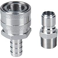 Stainless Steel Quick Disconnect Set Female Barb+Male MPT1/2 inch