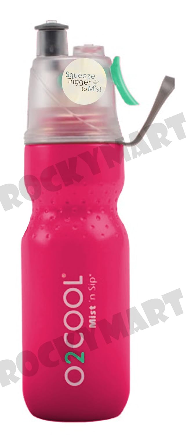 (Solid Color RED) O2 Cool Mist N Sip Water Bottle & Mister Artic