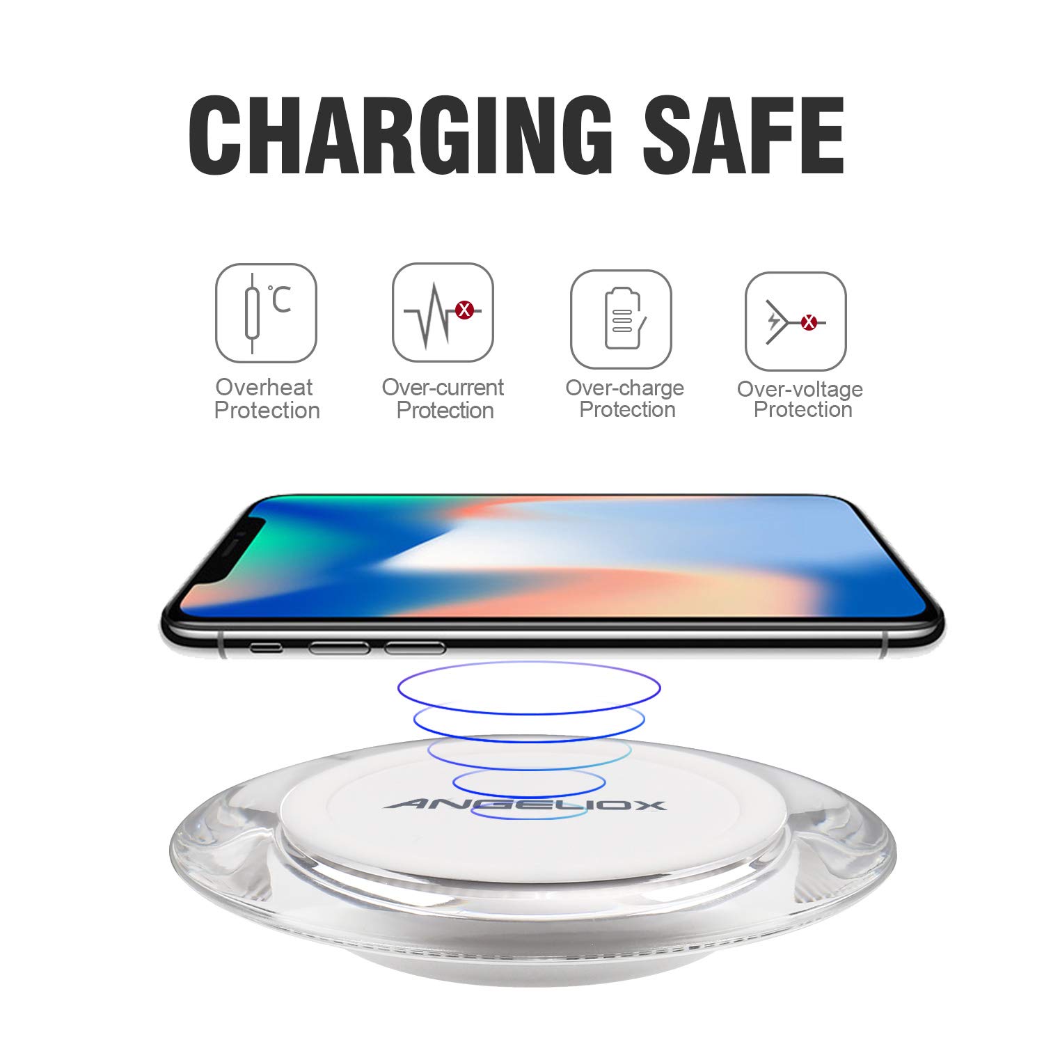 Qi Wireless Charger, Wireless Charging Pad Stand for iPhone X,iPhone 8/8S/8 Plus,10W Fast Charge for Samsung Galaxy S9/S9+/Note 8/S8+/S8/S7 Edge/S7/S6 Edge+/Note 5
