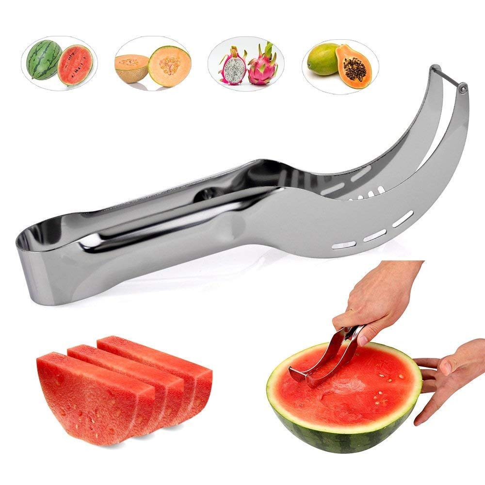 Uten Watermelon Cutter Stainless Steel, Watermelon Slicer, Fruit Knife to Cut Watermelon, Melon, Pitaya, Cantaloupe, Papaya and etc