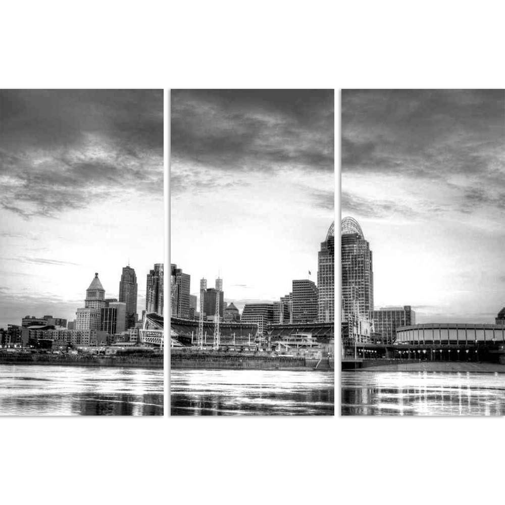 Artzfolio Cincinnati Ohio Skyline Newport Kentucky Usa D2 Split Art Painting Panel On Sunboard 27 X 18inch Amazon In Home Kitchen