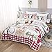 WONGS BEDDING Christmas Quilt Set King Rustic Christmas Tree Snowman Cardinal Holiday Wreath Pattern Bedding Solid Bedspread Coverlet with 2 Pillow Shams for All Season, Soft Microfiber Quilt 103