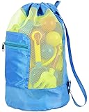 CODIRATO Beach Toys Bag Mesh Beach Backpack Drawstring Sand Toy Bag for Swim Pool Beach Kids Toys ( Toy Not Included )