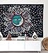 Popular Handicrafts Sun Moon Bohemian Psychedelic Intricate Floral Design Indian Bedspread Magical Thinking Tapestry 54x82 Inches,(140x210cms) Black Turquish