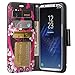 Galaxy Wireless Compatible for Samsung Galaxy S8 Wallet Case, Wrist Strap Flip Folio [Kickstand Feature] Pu Leather Wallet Case with ID&Credit Card Slot for Galaxy S8 - Hot Pink Heart