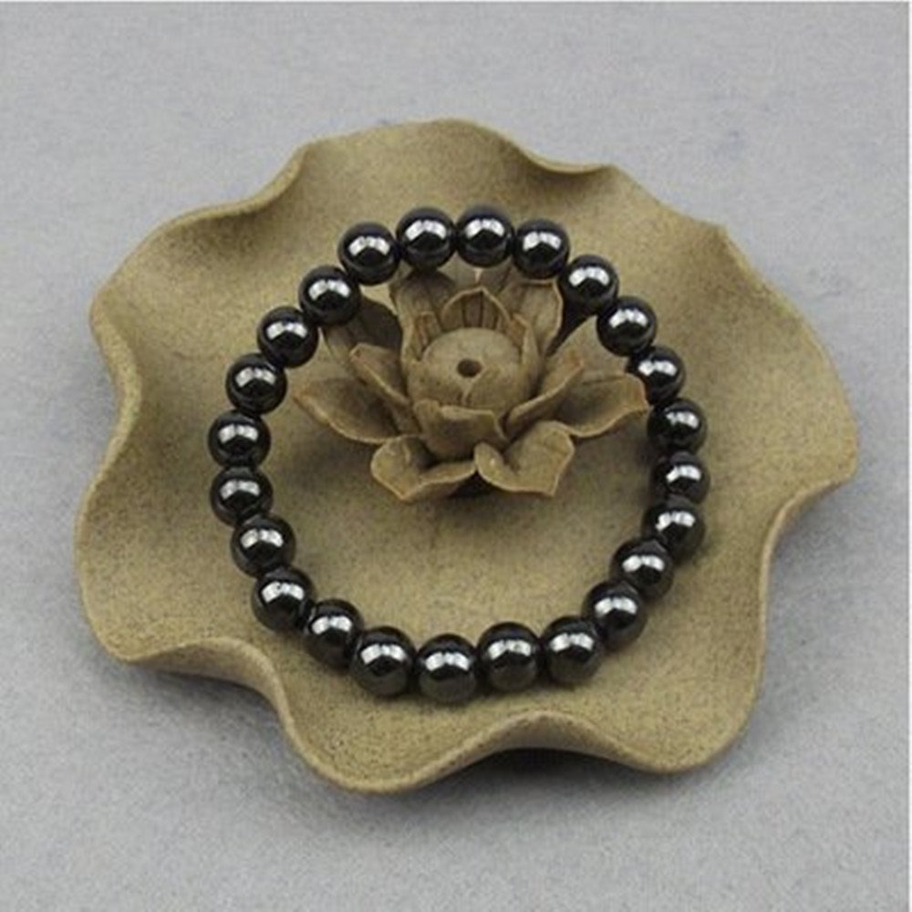 2pcs/Set Magnetic Hematite Therapy Beads Bracelets Black Gallstone Bracelet Handmade for Women Men Kids Bracelets Birthday Parent Party Gifts