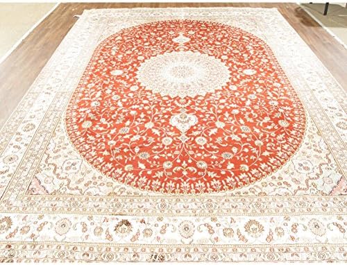 9 X 12 Traditional Persian Antique Red Carpet Esfahan Silk Handmade Area Rug