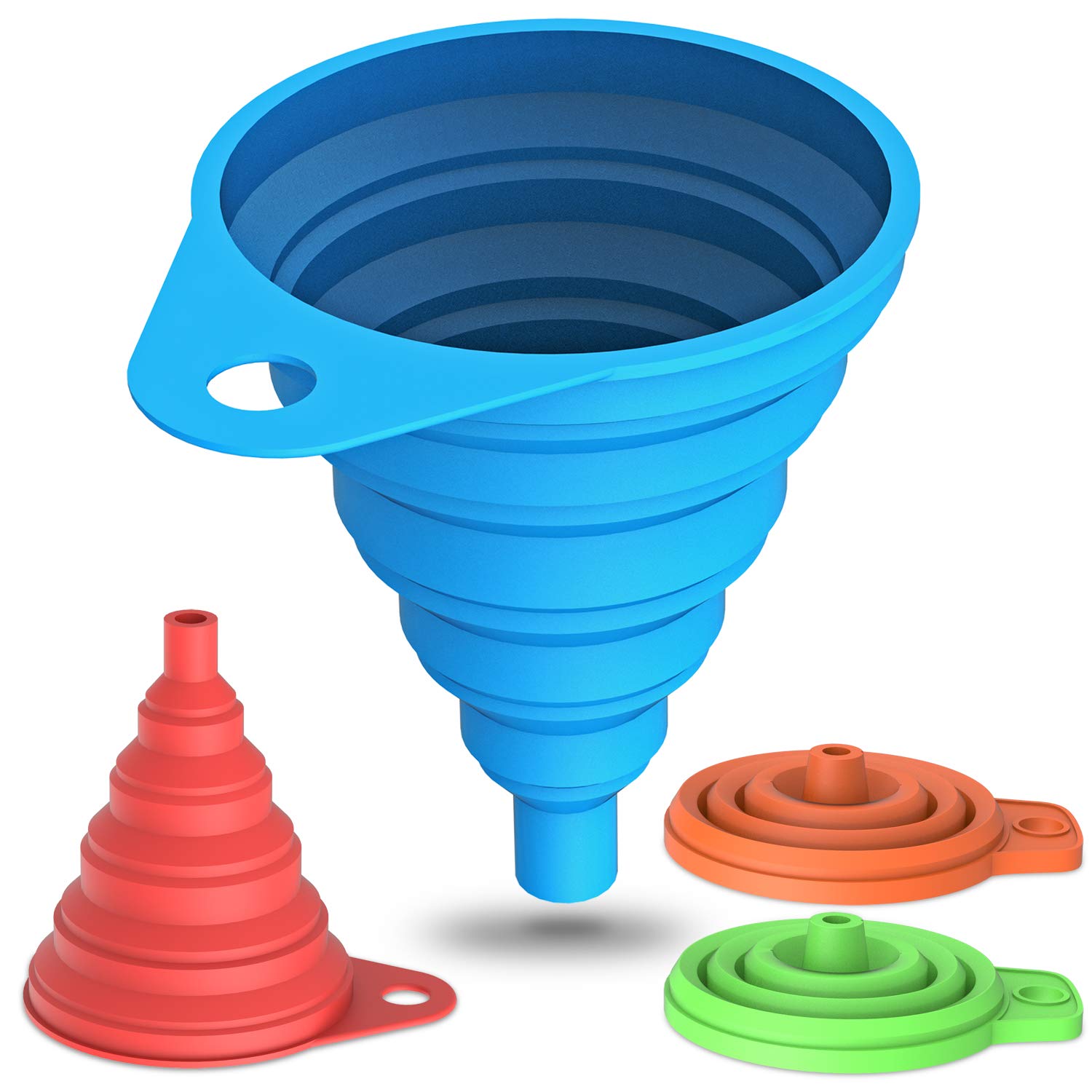 Buy Silicone Collapsible Funnel Set of 4 (2 Large & 2 Small), Funnels