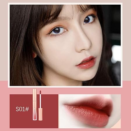 Amazon 口紅 Lluchen 男女兼用 リップグレーズは防水素敵なベルベットのマットリップグロス口紅の保湿口紅をフェードしません ルージュ 花入り 色 変わる 透明 金箔付け 長続き 赤25 口紅 男女兼用 口紅 通販