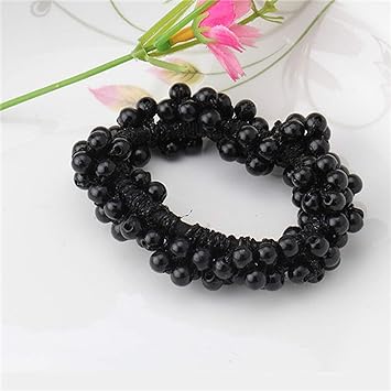 Amazon Com Girls Half Full Pearl Beads Elastic Hair Ties Band