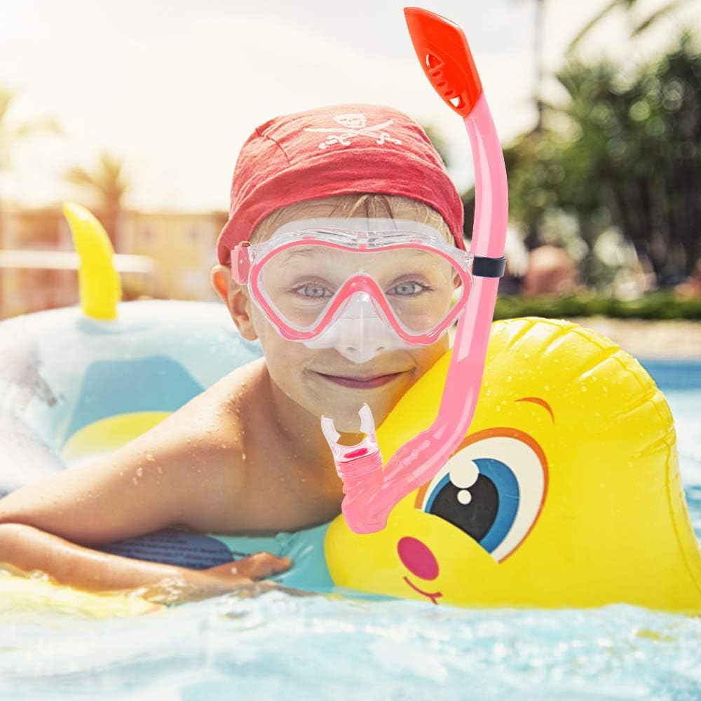 Ertong Children Snorkel Set Kids Scuba Diving Equipment Packages Including Adjustable Swimming Fins/Flippers + Automatic Breathing Tube + Tempered Glass Lens Snorkeling Mask (Rose Red) : Sports & Outdoors