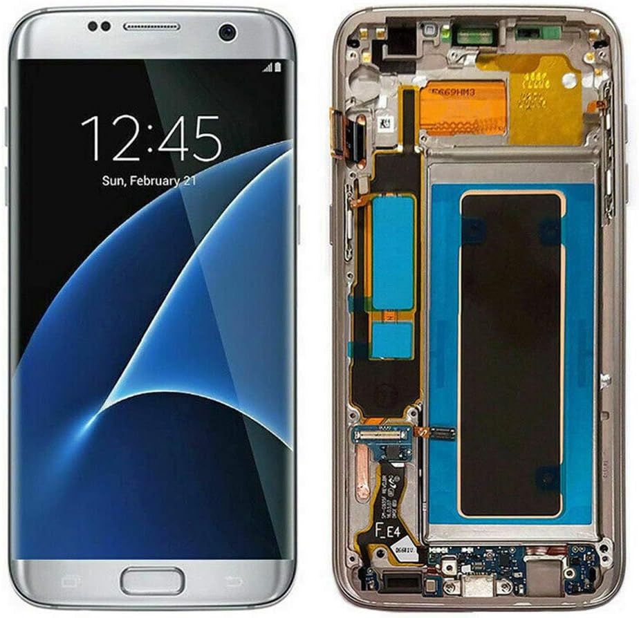 hefeibiaoduanjia Touch Screen Digitizer Replacement, LCD Touch Screen Digitizer for Samsung Galaxy S7 Edge G935F with/without Frame, with Repair Kits Silver without Frame