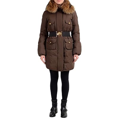 Moncler Womens Brown Down Fur Trimmed Hooded Parka Jacket Moncler Sz 2 US M