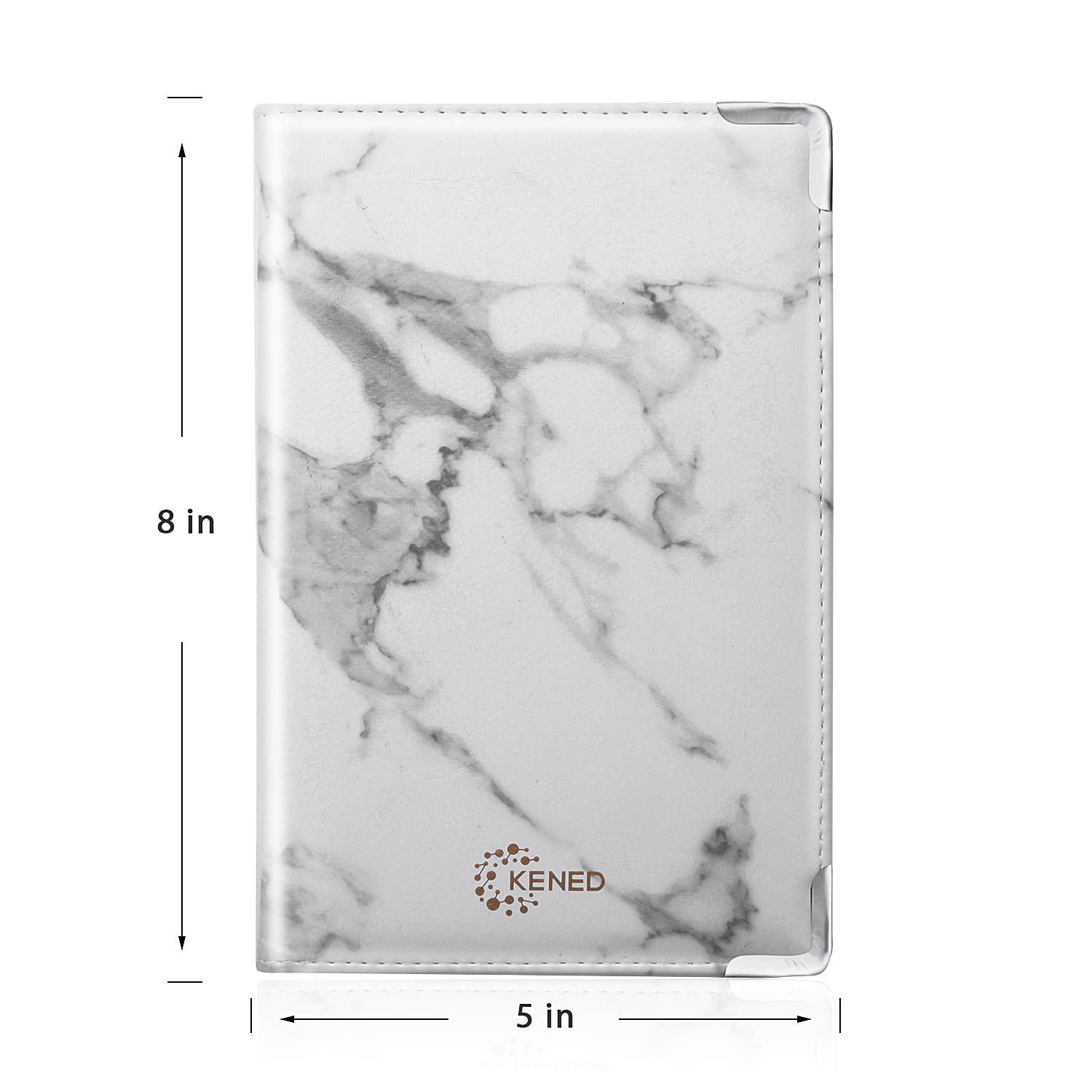 Marble Style Server Book - Nine Pockets - Zipper Pouch - Pen/Order Pad/Card Holder - Classy White - PU Leather Flaps - Signature Style - Deluxe Elegant