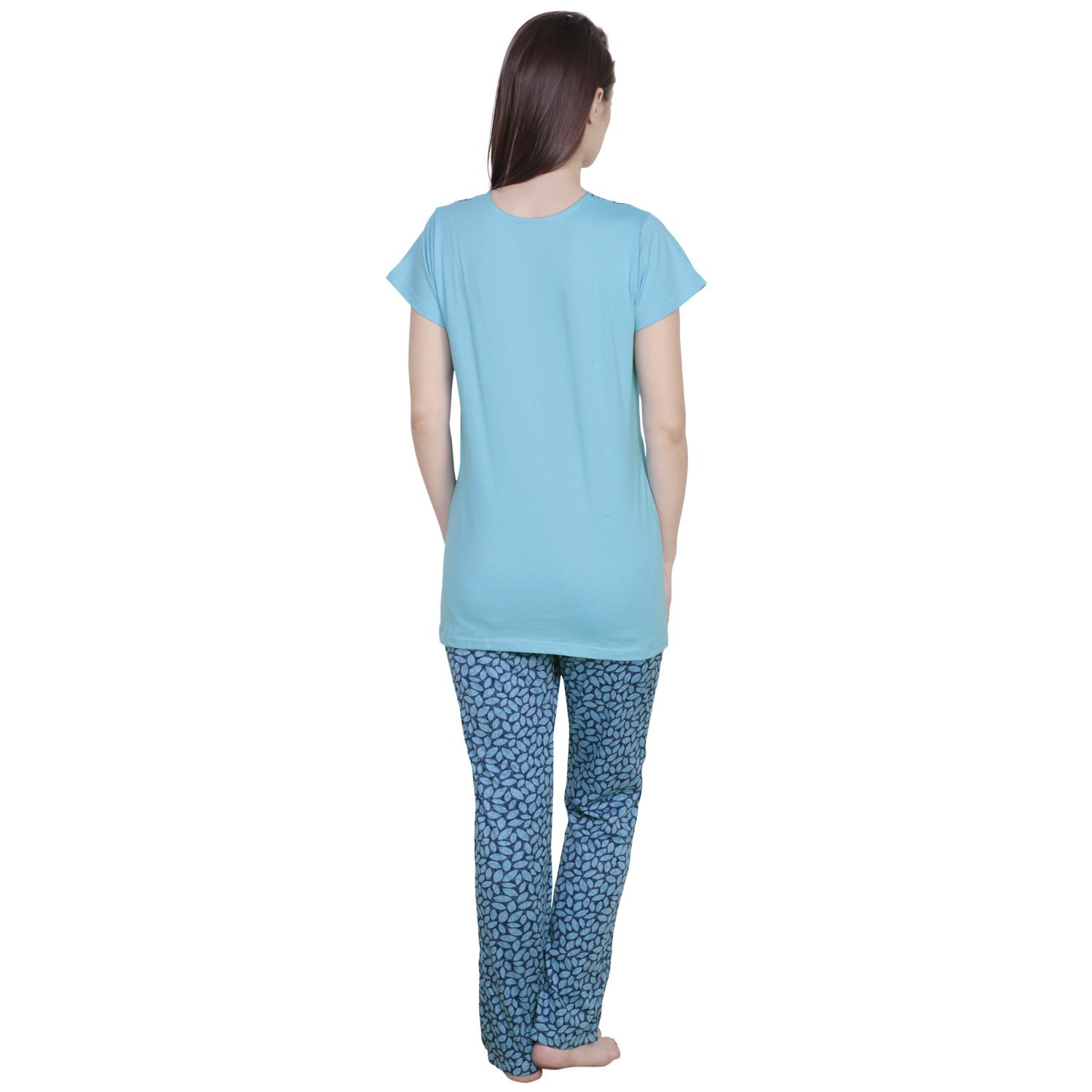 claura blue cotton leaf print lower and top