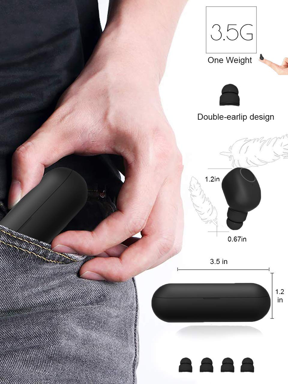 Auricolari Bluetooth 5.0, Auricolari Wireless Bluetooth Cuffie Stereo Senza Fili Sportivi in Ear con Custodia da Ricarica Microfono Leggeri Hi-Fi Cuffie per Samsung iPhone iPad Huawei Sony HTC