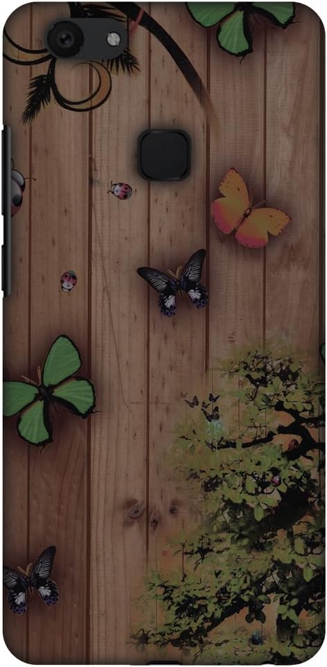 Amzer Slim Fit Handcrafted Designer Printed Hard Shell Case Back Cover Skin for Vivo V7 Plus - Bonsai Butterfly HD Color