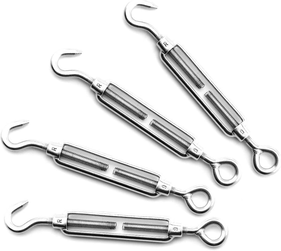 4pcs x 6mm Stainless Steel Hook to Eye Screw Turnbuckle