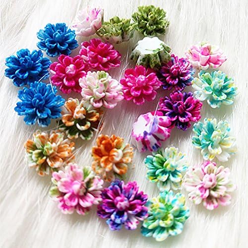 350PCS Beautiful Mixed Color Layered Daisy Flower Resin Flowers Flatback Cabochon Scrapbooking DIY Phone Decoration 12mm