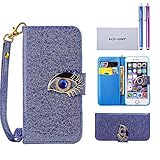 ACO-UINT Folio Flip Cover Strap Case for iPhone 6s/6 Bundle with 2 Stylus Pens, 2 Screen Protector and Microfiber Cleaning Cloth - Blue Eagle Eye Pattern