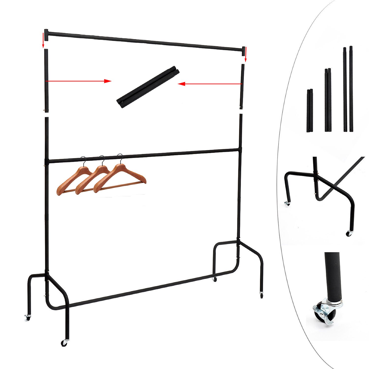 CLEARANCE Heavy Duty Clothes Rail Garment Double Hanging Rail
