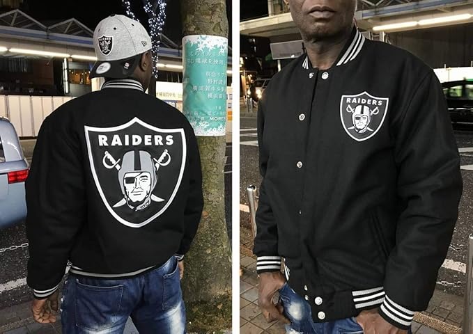 Amazon Co Jp L Nfl オークランド レイダース Raiders 公式アイテム リバーシブル スタジアムジャンパー アメフト 黒 スタジャン ホビー