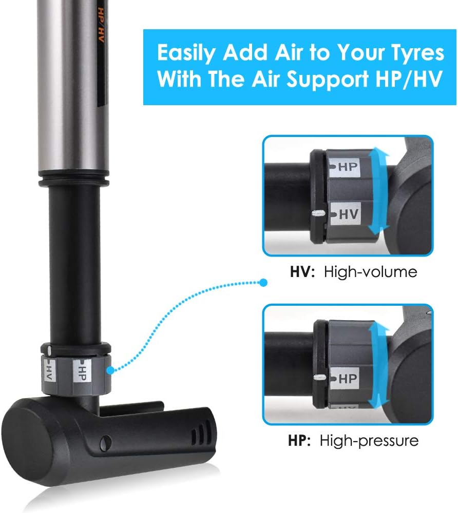 BROTOU Mini Bike Pump Ball Bump with Gauge & Smart Valve Fits Presta and Schrader High Pressure PSI Bicycle Ball Pumps : Sports & Outdoors