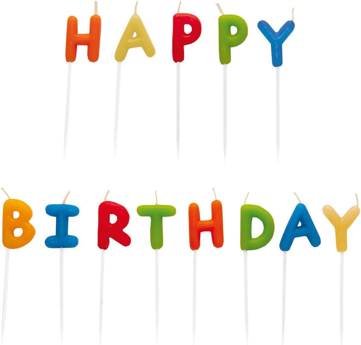 Riethmüller 10022745 Amscan Letter Candle Set Happy Birthday, Assorted Colours