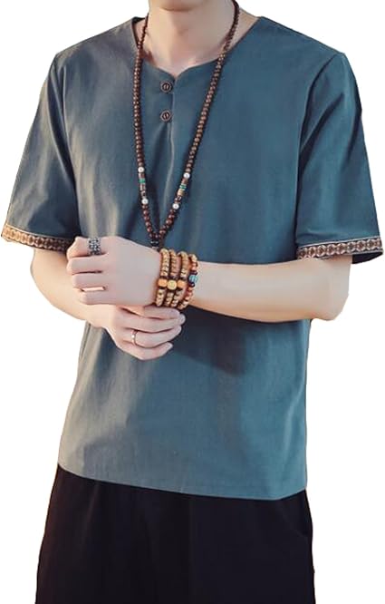 Amazon Yunping 麻 Tシャツ メンズ Vネック 半袖 無地 おしゃれ カジュアル カットソー 夏 Tシャツ カットソー 通販