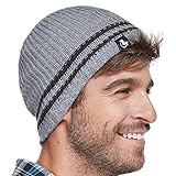 LETHMIK Merino Wool Skull Beanie,Mens Daily Warm Soft Winter Hat Stripe Mix Knit Cap