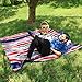 WolfWise 79″x79″ XXL Picnic Blanket Extra Large Fleece Beach Mat with Waterproof Backing Anti Sand, Red Blue Stripesthumb 2