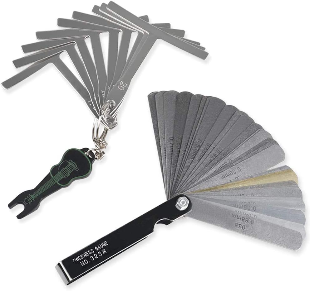 Mr.Power Guitar Tools Include 9 Understring Radius Gauge Set + 32 Blades Feeler Gauge + Guitar Pin Pull Luthier Tools