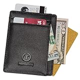 Travami Mens RFID Blocking Leather Minimalist Super Slim Front Pocket Wallet