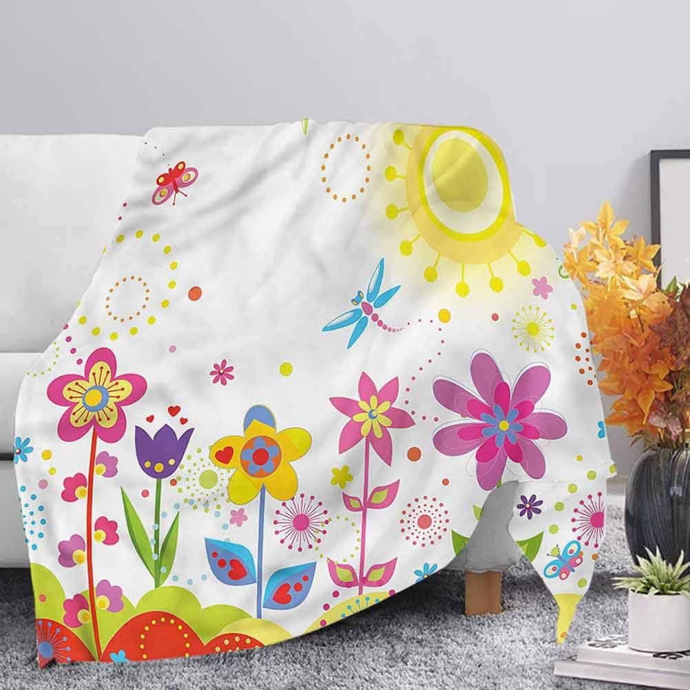 LCGGDB Floral Fleece Throw Blanket,40"x60",Summertime Sun