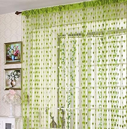 Ramcha Heart 2 Piece Polyester String Door Curtain Set - 6.5ft, Green