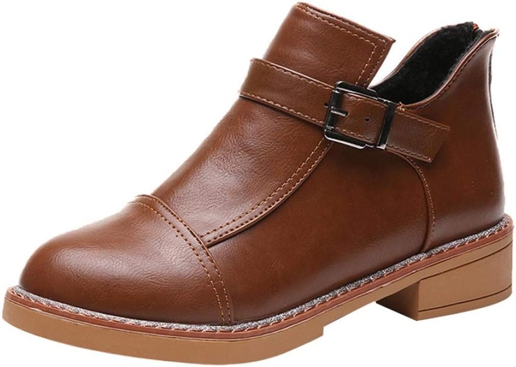 Women Block Heel Ankle Boots,HOMEBABY Round Head Thick Bottom Boots Classic Shoes Snow Winter