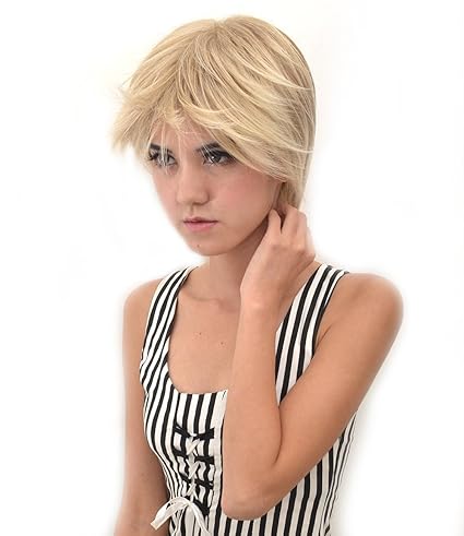Surewells Cool Ashen Blonde Short Wigs For Women And Men Unisex