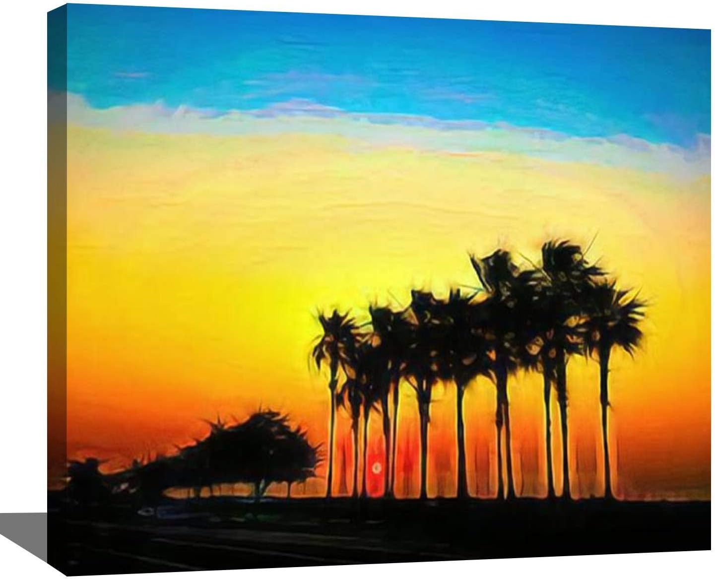 DIY Digital Oil Painting Set Impressionistic subtropical Abstract of Glowing Sunset