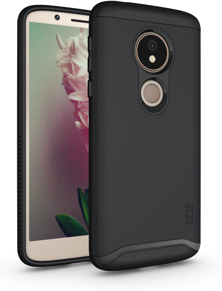 TUDIA DualShield Designed for Moto G6 Play Case/Moto E5 Case, [Merge] Heavy Duty Protection Slim Hard Shell Phone Case for Motorola G6 Play/Motorola E5 (Matte Black)