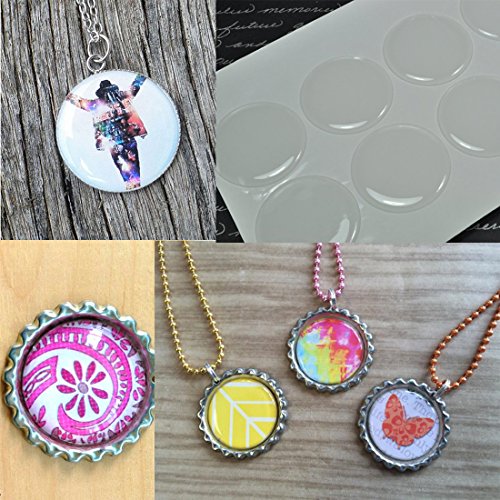 IGOGO Epoxy Resin Dome Stickers – Clear or Glitter Self-Adhesive Dots for DIY Crafts, Bottle Caps, Hair Bows, Scrapbooks, Jewelry & Pendants 1 Inch Clear 100PCS