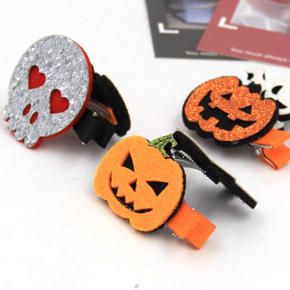 Domibaby 6pcs Niños Creativos de Halloween Horquilla Smiley Calabaza Fantasma Blanco Lindo Horror Accesorios Para El cabello Tocado Bola Vestir Carnaval Fiesta de Cumpleaños Suministros Para Fiestas