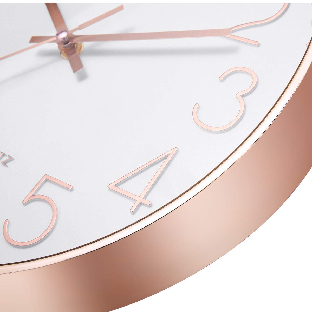 Jeteven Rund 30cm Wanduhr fest ohne Tickgeräusche (Roségold)