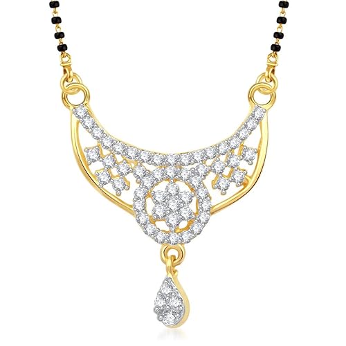 Cubic Zirconia Mangalsutra for Women (Golden) (vkmp1256g)
