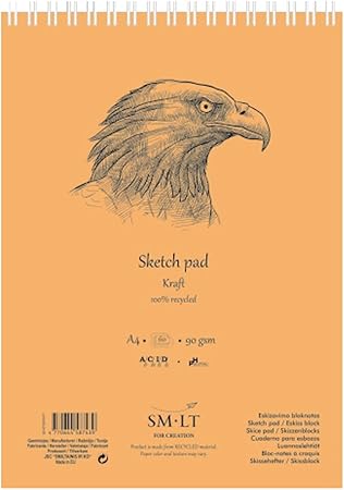 Amazon Com Sm Lt 60ts Kraft Authentic Line Sketch Pad 90gsm Corrugated Brown Kraft Kraft Paper 60 Sheets Perforated With Double Spiral Recycled Office Products