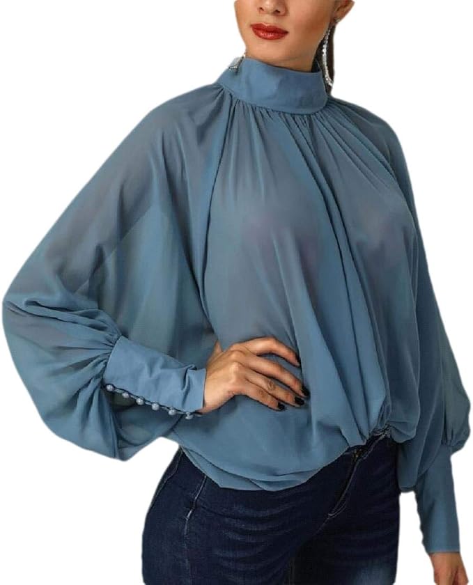 chiffon turtleneck blouse