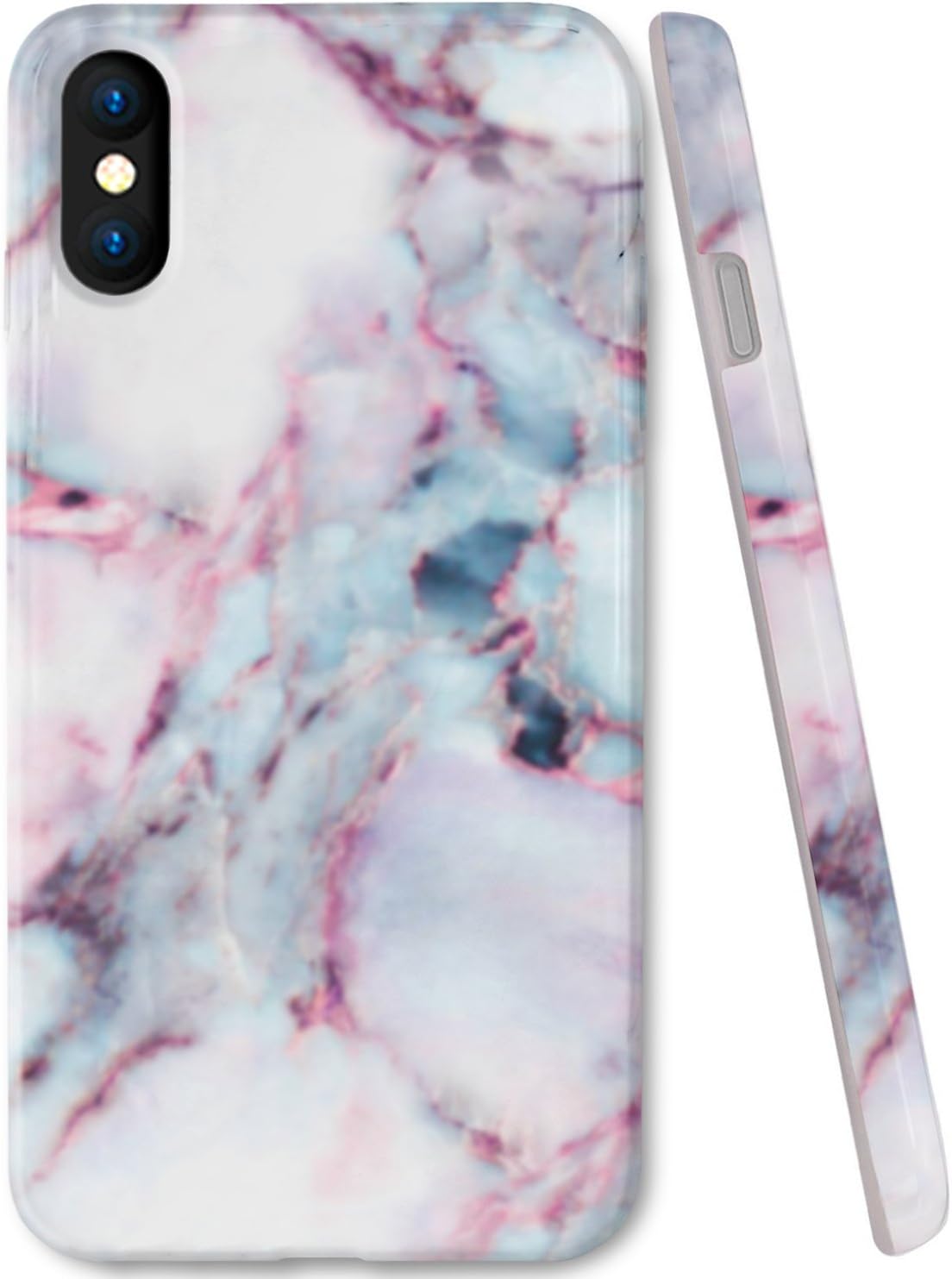 ZUSLAB Marble Pattern for Apple iPhone Xs Case (2018) / iPhone X case (2017) Slim Shockproof Flexible TPU, Soft Rubber Silicone Skin Cover - Mint & Pink