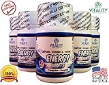Vitality Energy Mints - Better Than Energy Drinks! Best Caffeinated Tablets Contain 50Mg Caffeine Energy Boost with 0 Calories and 0 Sugar - Contains B Vitamins and Taurine (6 Bottles of 30 Mints Ea.)