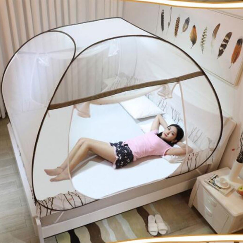 Thickened castle tent mosquito nets, Encrypted double bed canopy set breathable castle tent-E Queen2