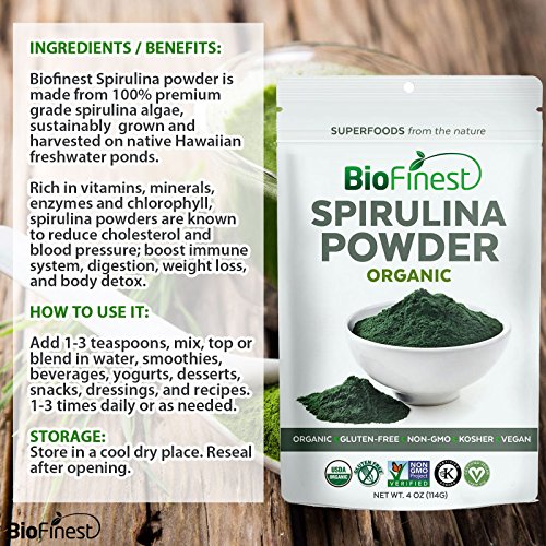 image for Biofinest Spirulina Powder - 100% Pure Freeze-Dried Vitamins Superfood