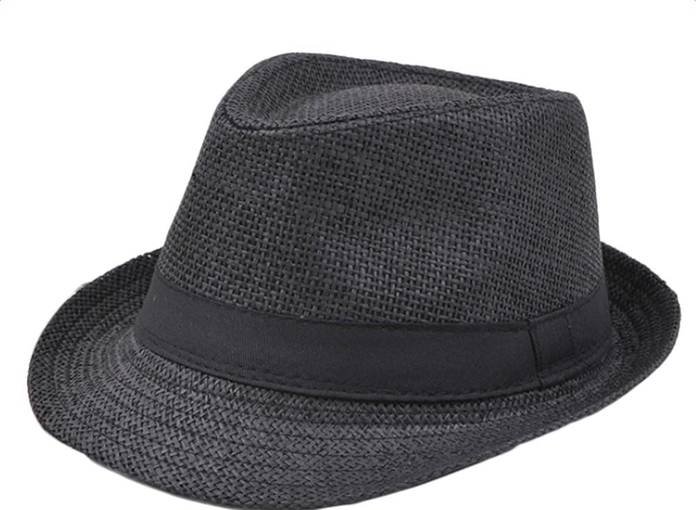 Cosanter Summer Fedora Trilby Hat Straw Plaited Article Sun Hats for Men Beach Tourism Hat Jazz Cap 56-58CM